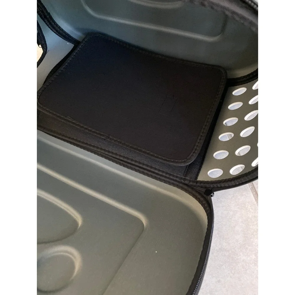 Gray Floral Paw Print Soft Sided Pet Carrier Small Dog Cat Travel Bag Mesh Vent